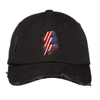 Leopard American Flag Lightning Bolt Vintage Cap | Artistshot