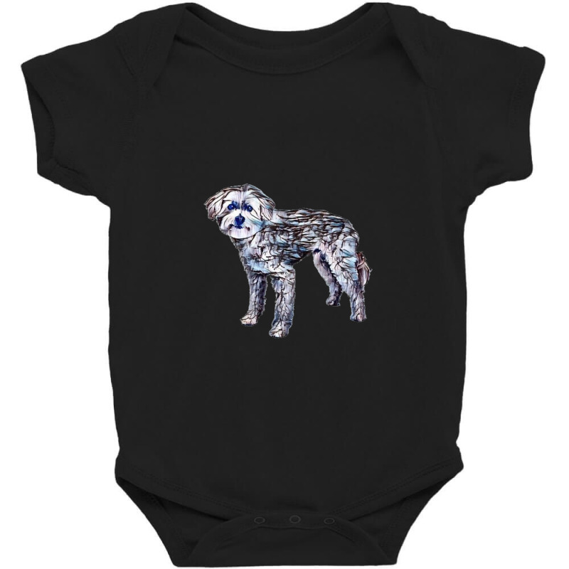 A Funny And Curious Maltese A Baby Bodysuit by Kemnabi | Artistshot