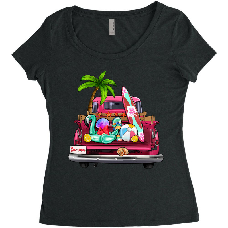 Summer Truck Farm Truck Women's Triblend Scoop T-shirt by Zillion Design Studio | Artistshot