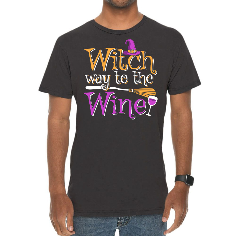 Funny Halloween Witch Way To The Wine Wine Drinker Vintage T-shirt | Artistshot