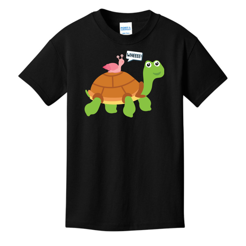 Wheee! Snail Riding On Turtle Adorable Animal Basic Youth T-shirt by the perfect present | Artistshot