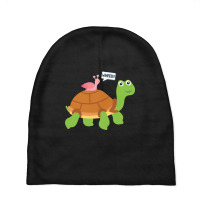 Wheee! Snail Riding On Turtle Adorable Animal Baby Beanies | Artistshot