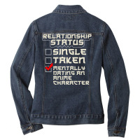 Relationship Status Dating An Anime Character (2) Ladies Denim Jacket | Artistshot