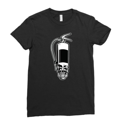 Fire Extinguisher Skull Ladies Fitted T-shirt Designed By Rulart