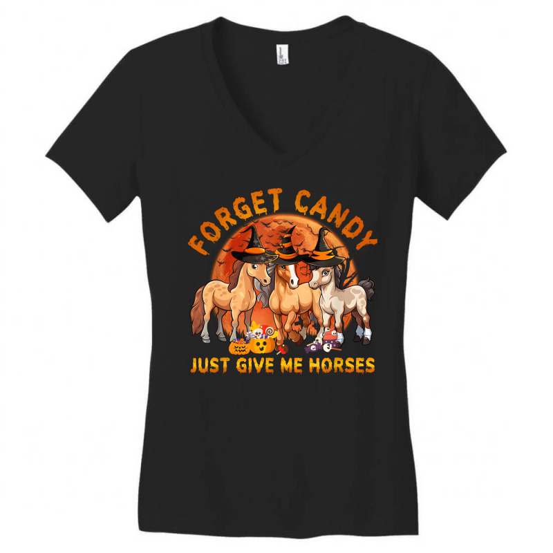 Forget Candy Just Give Me Horses Halloween Women's V-Neck T-Shirt by The Pink Palette | Artistshot