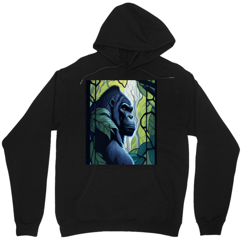 Majestic Stained Glass Gorilla In Jungle Unisex Hoodie by CanadianWilds | Artistshot