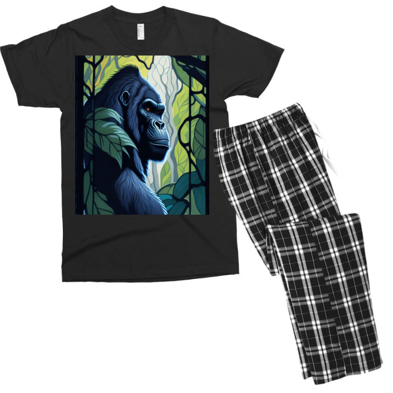 Majestic Stained Glass Gorilla In Jungle Men's T-shirt Pajama Set by CanadianWilds | Artistshot