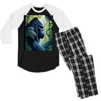 Majestic Stained Glass Gorilla In Jungle Men's 3/4 Sleeve Pajama Set | Artistshot