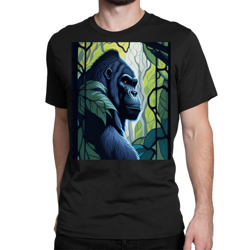 Majestic Stained Glass Gorilla In Jungle Classic T-shirt by CanadianWilds | Artistshot