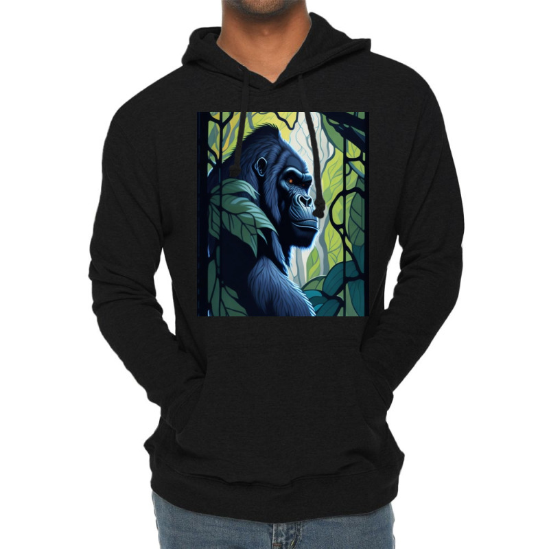 Majestic Stained Glass Gorilla In Jungle Lightweight Hoodie by CanadianWilds | Artistshot