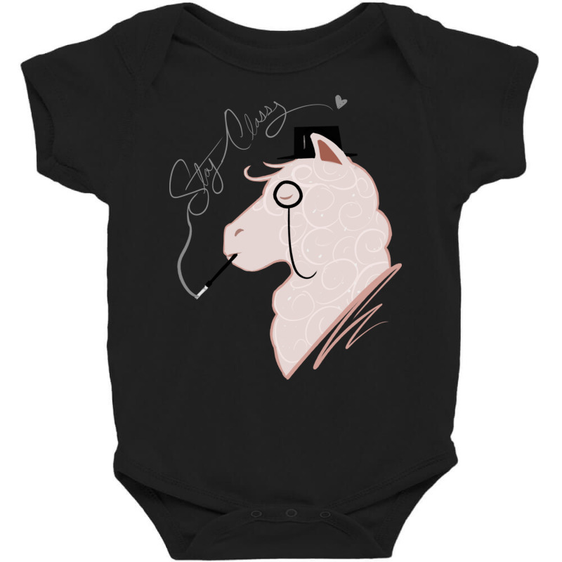 Funny Llama With Class, Tophat   Monocle Cute Lama Baby Bodysuit | Artistshot