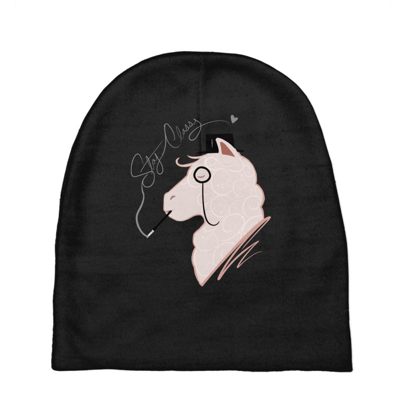 Funny Llama With Class, Tophat   Monocle Cute Lama Baby Beanies | Artistshot