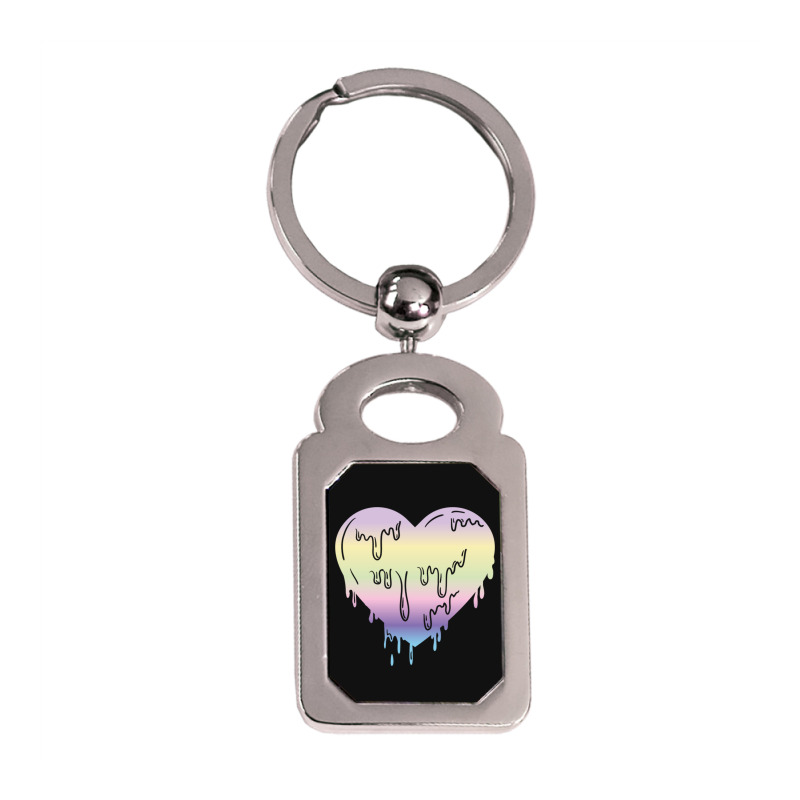 Pastel Goth Dripping Heart For Pastel Goth Lover Silver Rectangle Keychain | Artistshot