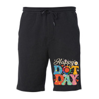 Happy Dot Day Hippie Flowers Smile Face Groovy Fleece Short | Artistshot