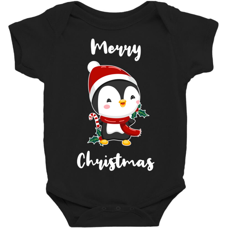 Merry Christmas Penguin For Christmas Season Trend Baby Bodysuit by queerappear | Artistshot