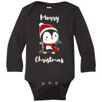 Merry Christmas Penguin For Christmas Season Trend Long Sleeve Baby Bodysuit | Artistshot