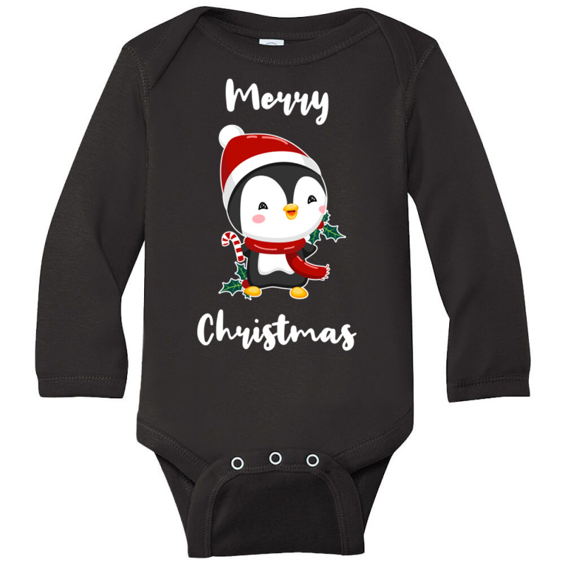 Merry Christmas Penguin For Christmas Season Trend Long Sleeve Baby Bodysuit by queerappear | Artistshot