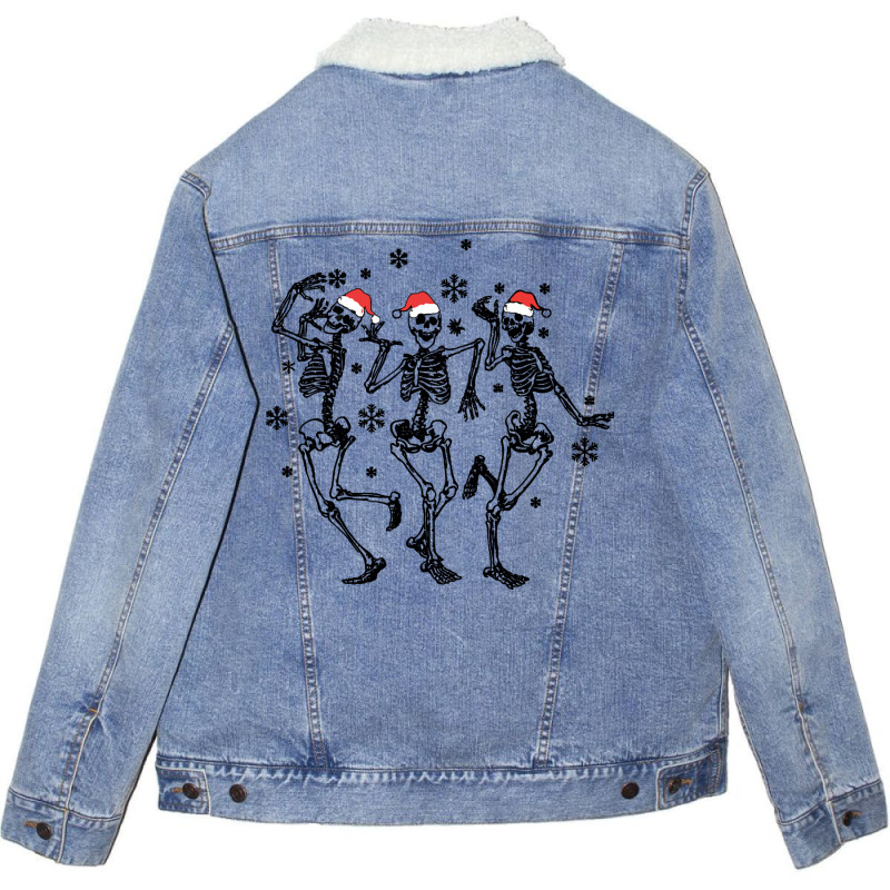 Christmas Skeleton, Santa Unisex Sherpa-Lined Denim Jacket by Syakiya | Artistshot