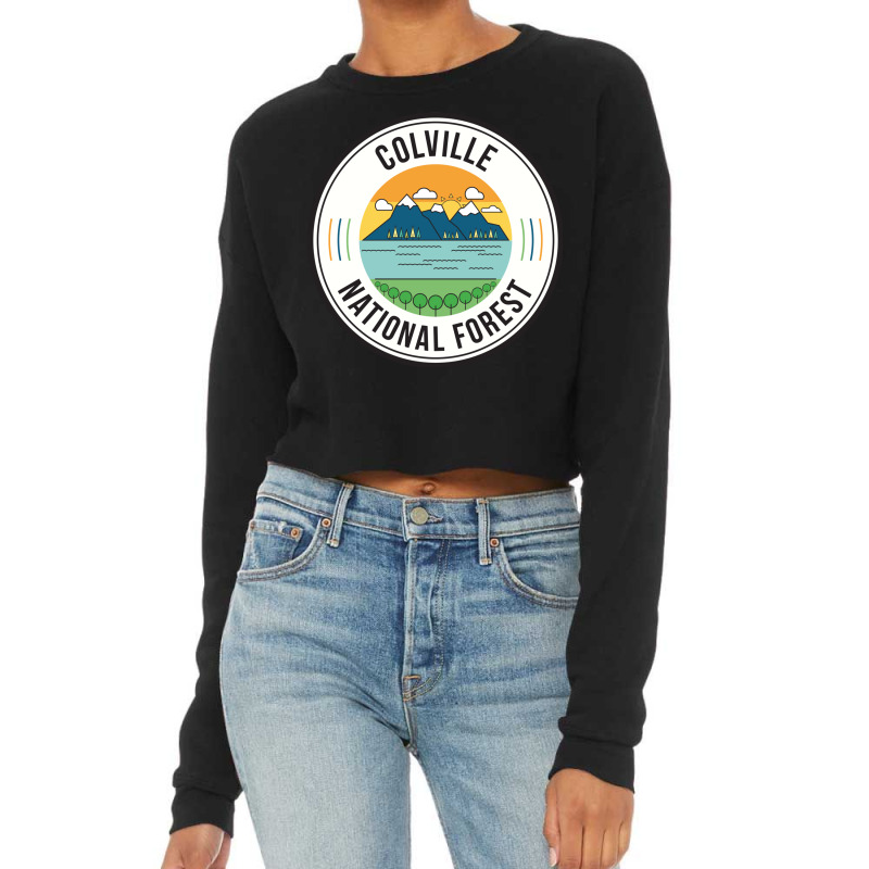 Colville National Forest Retro Sign Cropped Sweater by RozakArt | Artistshot