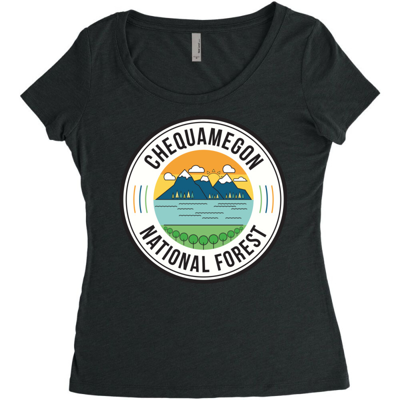 Chequamegon National Forest Retro Sign Women's Triblend Scoop T-shirt by RozakArt | Artistshot