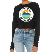 Chequamegon National Forest Retro Sign Cropped Sweater | Artistshot