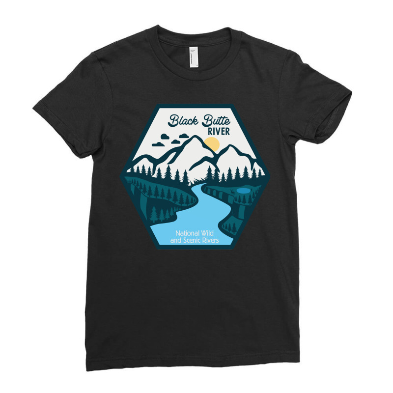 Black Butte River, National Wild And Scenic River Ladies Fitted T-Shirt by RozakArt | Artistshot