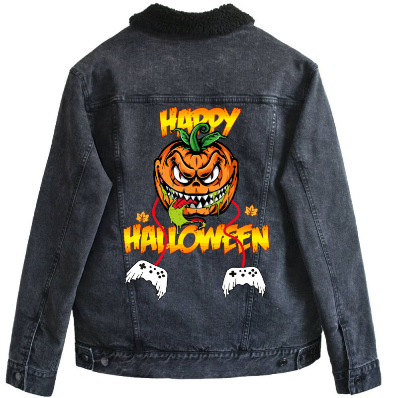 Ghosts Controller Halloween Unisex Sherpa-Lined Denim Jacket by Syakiya | Artistshot