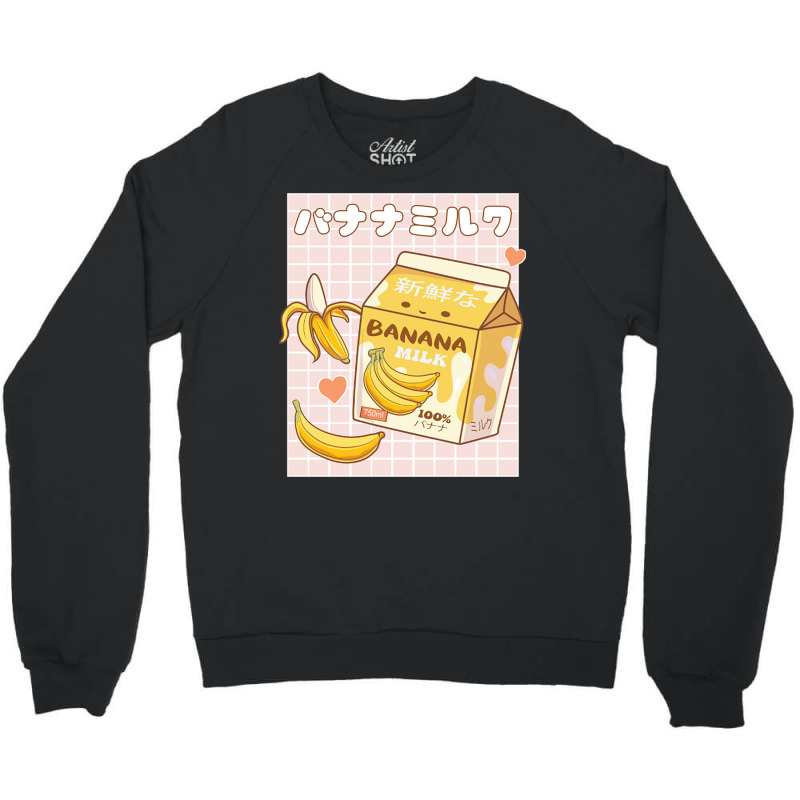 Japanese Kawaii Banana Milk Shake Carton Pastel Go Crewneck Sweatshirt by Ziz | Artistshot