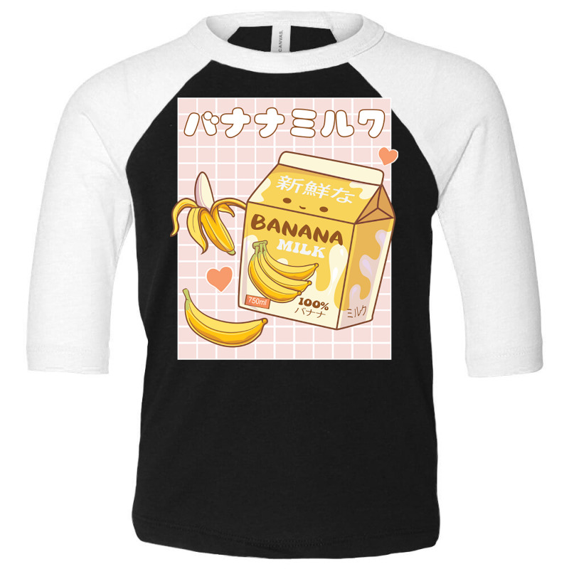 Japanese Kawaii Banana Milk Shake Carton Pastel Go Toddler 3/4 Sleeve Tee by Ziz | Artistshot