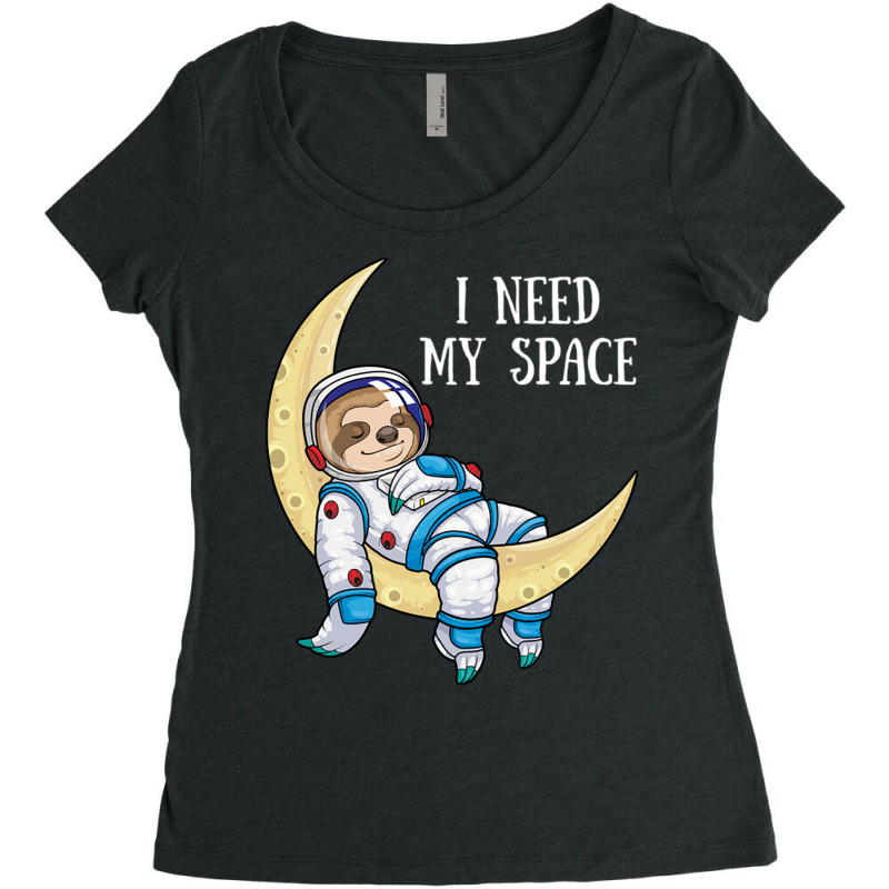 I Need Space Sloth Astronaut Moon Galaxy Outer Spa Women's Triblend Scoop T-shirt by Ziz | Artistshot