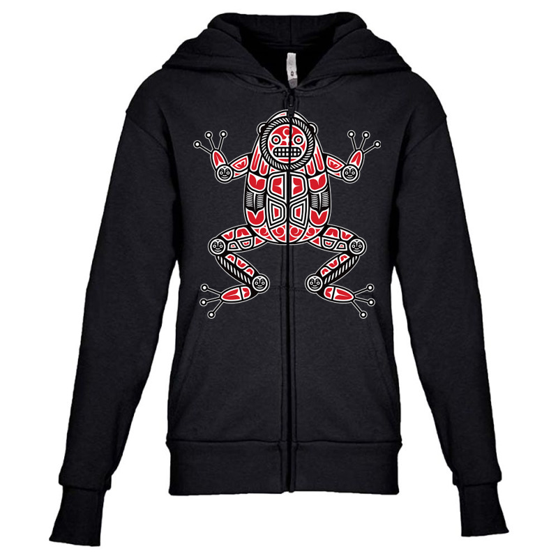 Haida Frog American Indian Native America Indigeno Youth Zipper Hoodie by Ziz | Artistshot