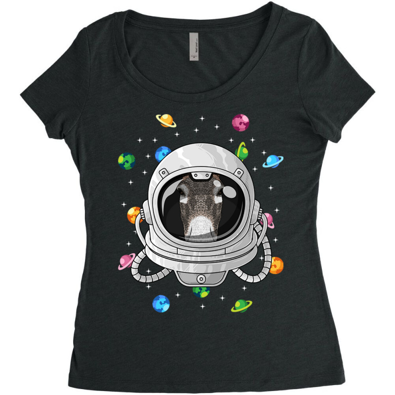 Donkey Astronaut Animal Deep In Space Cosmic Unive Women's Triblend Scoop T-shirt by Ziz | Artistshot