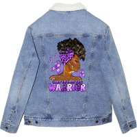 Afro Woman Sarcoidosis Cancer Warrior Unisex Sherpa-lined Denim Jacket | Artistshot