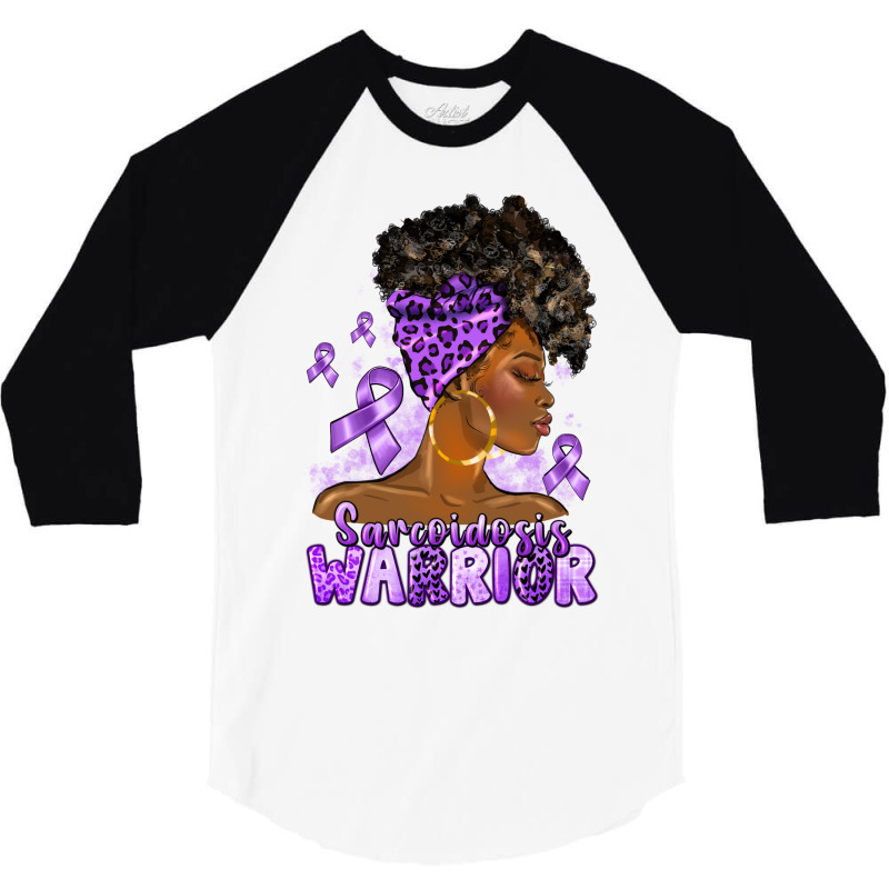 Afro Woman Sarcoidosis Cancer Warrior 3/4 Sleeve Shirt | Artistshot