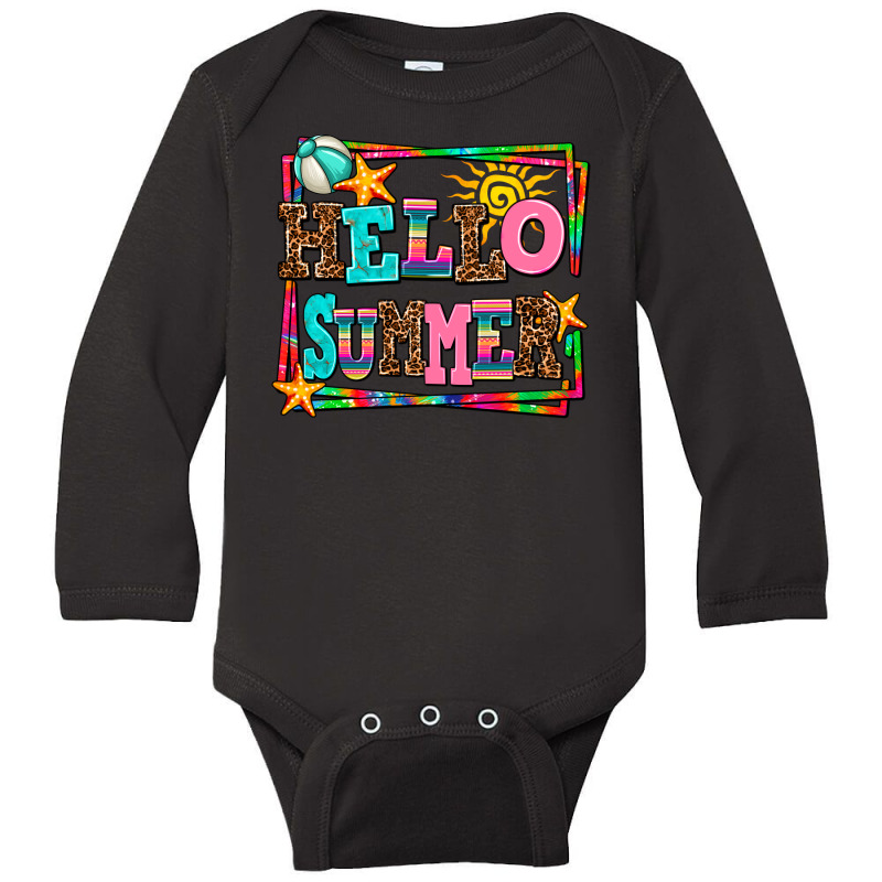 Hello Summer Long Sleeve Baby Bodysuit by AdoDesignShop | Artistshot