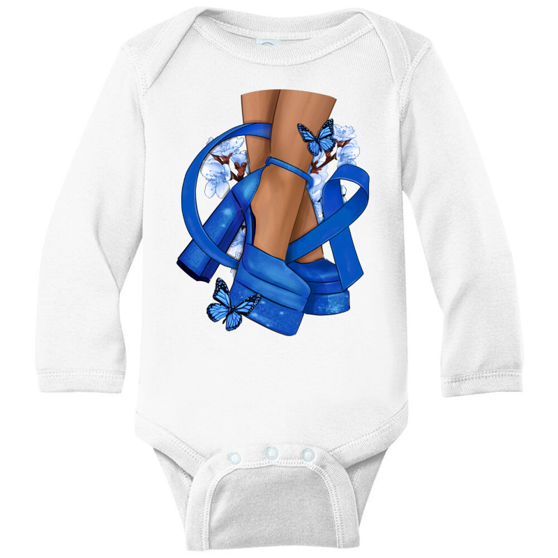 Colon Cancer Diva Blue Ribbon Long Sleeve Baby Bodysuit | Artistshot