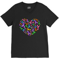 Cancer Ribbon Heart V-neck Tee | Artistshot