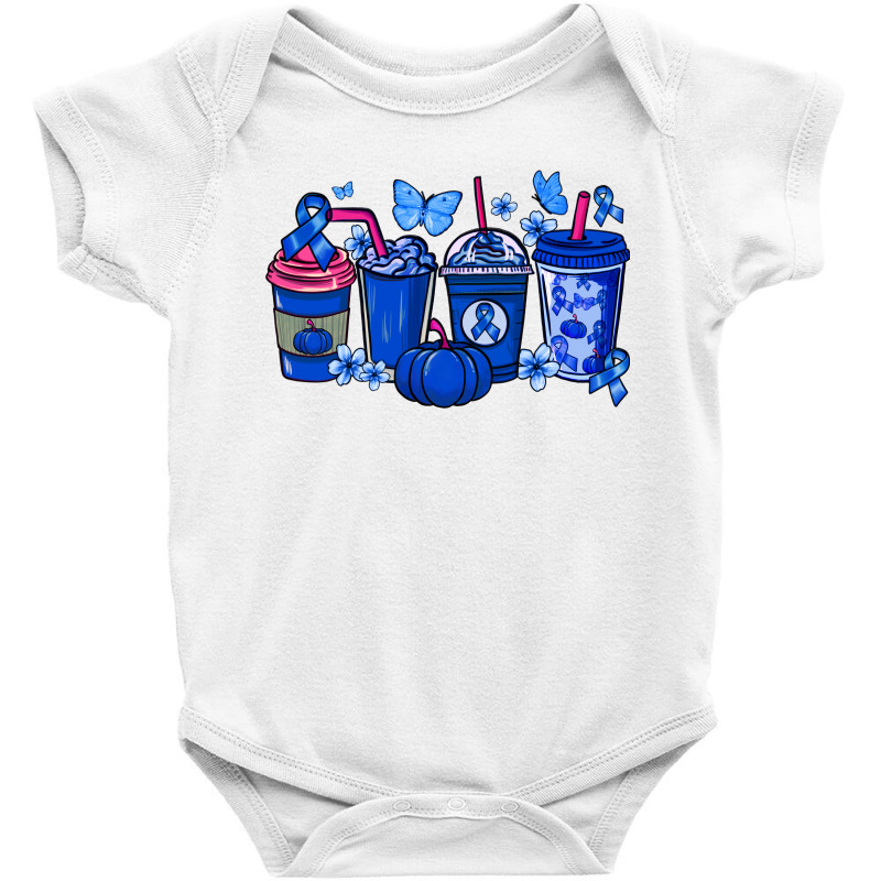 Colon Cancer Coffee Cups Blue Ribbon Baby Bodysuit | Artistshot