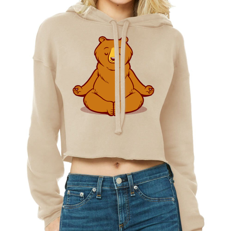 Bear Animals Meditation Zen Buddhism Cropped Hoodie by Jeorge | Artistshot