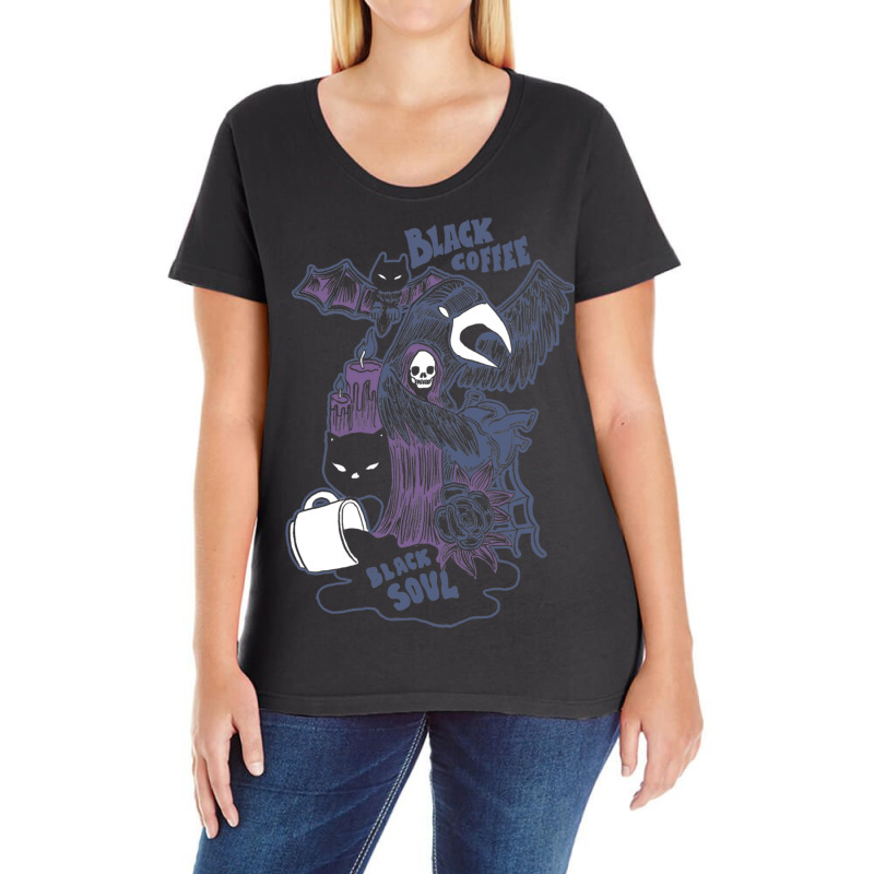 Black Coffee Black Soul Ladies Curvy T-Shirt by Jeorge | Artistshot