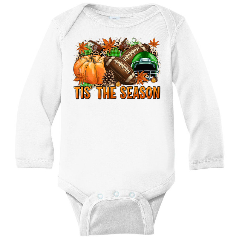 Tis' The Season Football Green Helmet Long Sleeve Baby Bodysuit by NancyCooperArtShop | Artistshot