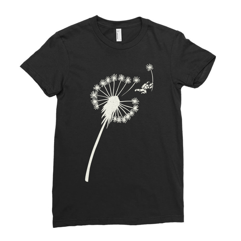 Dandelion Astronaut Flying Away Make A Wish Ladies Fitted T-Shirt by Jeorge | Artistshot