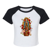 Christmas Our Lady Of Guadalupe With Angels Raglan Crop Top | Artistshot