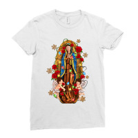 Christmas Our Lady Of Guadalupe With Angels Ladies Fitted T-shirt | Artistshot