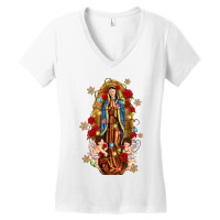 Christmas Our Lady Of Guadalupe With Angels Women's V-neck T-shirt | Artistshot