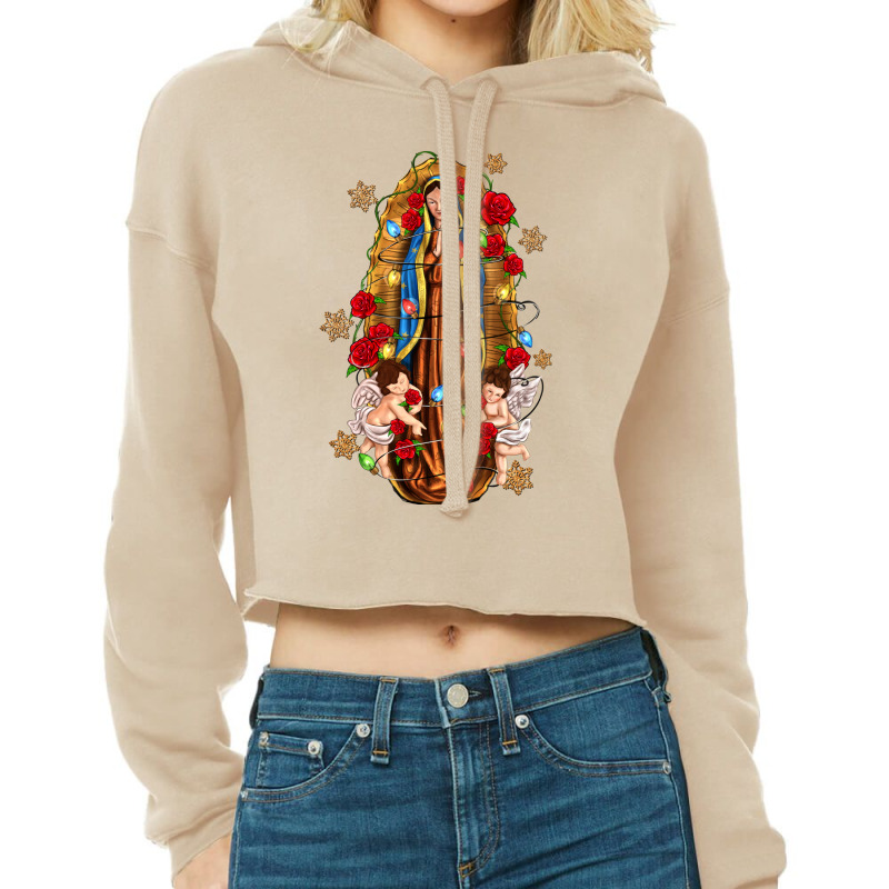 Christmas Our Lady Of Guadalupe With Angels Cropped Hoodie by Neo Western | Artistshot