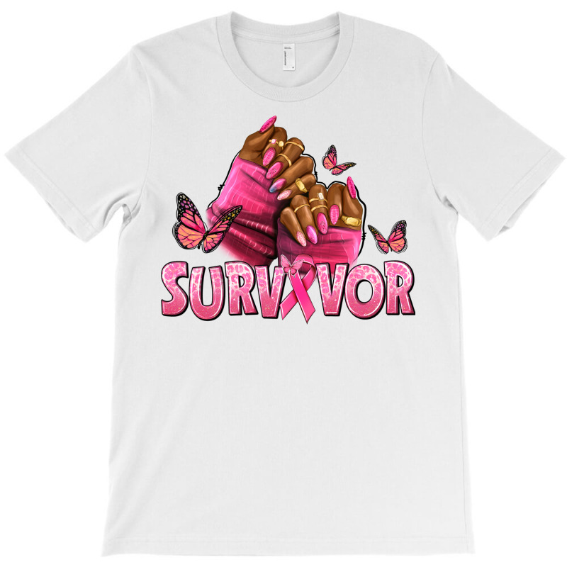 Breast Cancer Survivor Afro Nails T-shirt | Artistshot