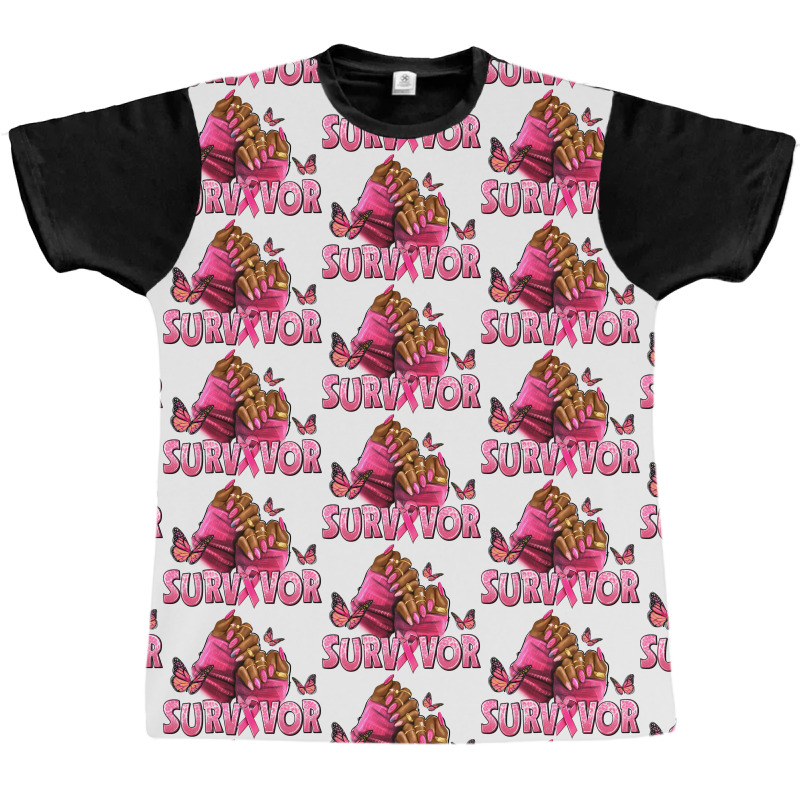 Breast Cancer Survivor Afro Nails Graphic T-shirt | Artistshot