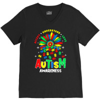 Autism Awareness T  Shirtautism Awareness Flower Gift T  Shirt V-neck Tee | Artistshot