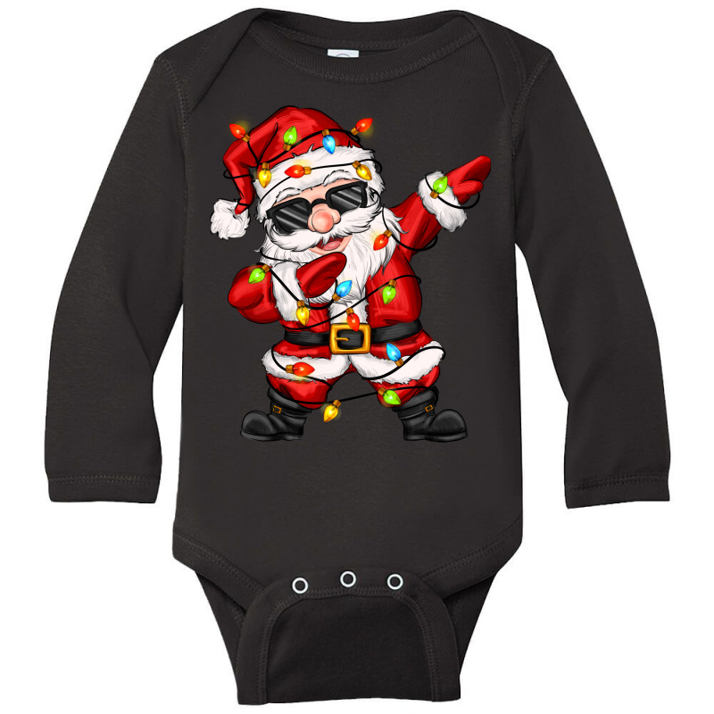 Dabbing Santa With Christmas Lights Long Sleeve Baby Bodysuit by Zillion Design Studio | Artistshot